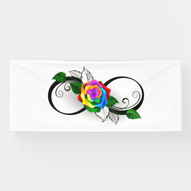 Infinity Symbol with Rainbow Rose Banner (Horizontal)