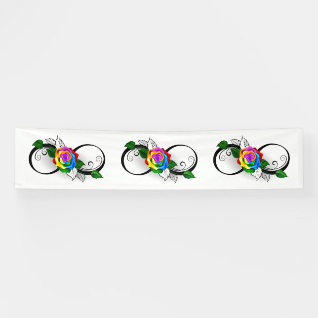 Infinity Symbol with Rainbow Rose Banner (Horizontal)