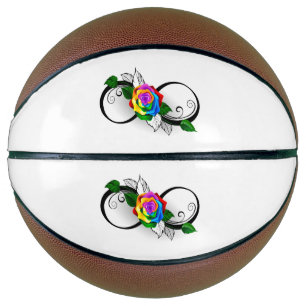 Infinity Symbol with Rainbow Rose Basketball