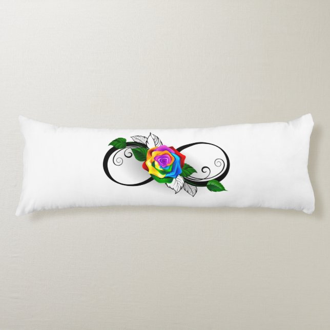 Infinity Symbol with Rainbow Rose Body Cushion (Front)