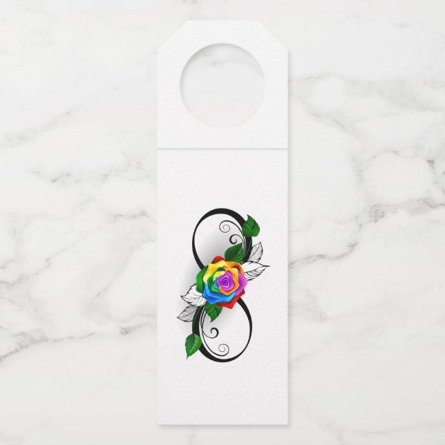 Infinity Symbol with Rainbow Rose Bottle Tag (Front)