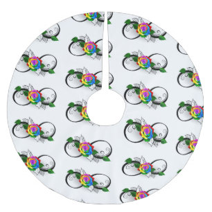 Infinity Symbol with Rainbow Rose Brushed Polyester Tree Skirt
