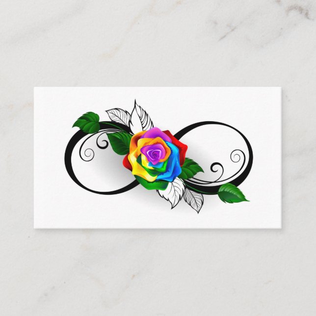 Infinity Symbol with Rainbow Rose Business Card (Front)