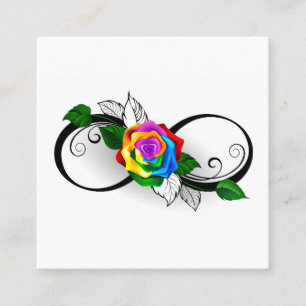 Infinity Symbol with Rainbow Rose Calling Card
