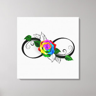 Infinity Symbol with Rainbow Rose Canvas Print