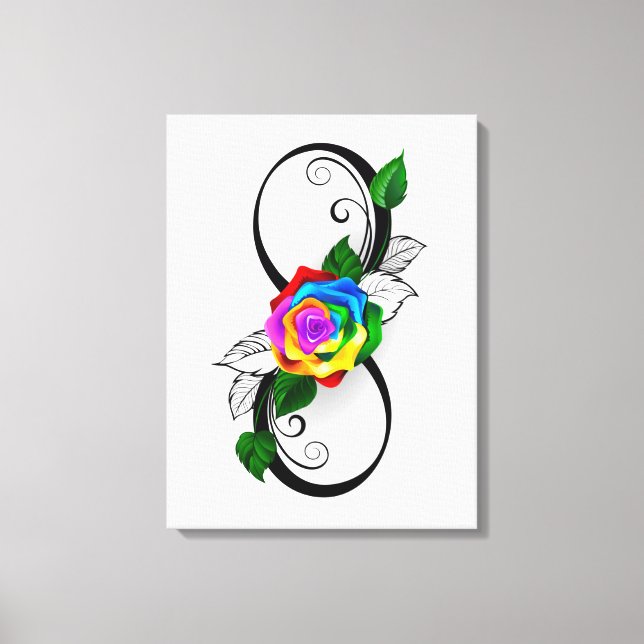 Infinity Symbol with Rainbow Rose Canvas Print (Front)