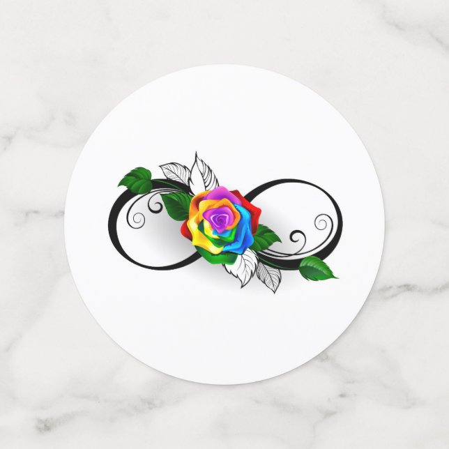 Infinity Symbol with Rainbow Rose Confetti (Medium Front)