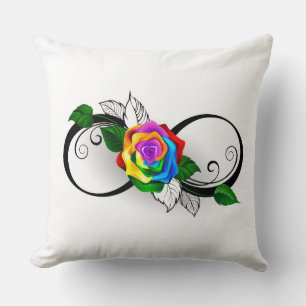 Infinity Symbol with Rainbow Rose Cushion