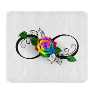 Infinity Symbol with Rainbow Rose Cutting Board