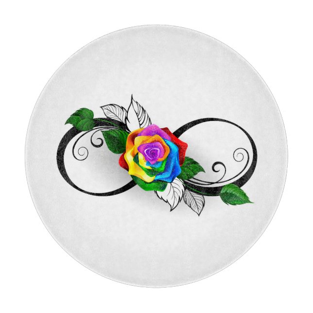 Infinity Symbol with Rainbow Rose Cutting Board (Front)