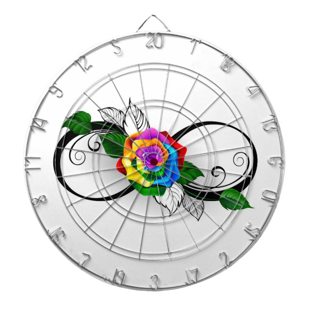 Infinity Symbol with Rainbow Rose Dartboard (Front)
