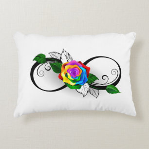 Infinity Symbol with Rainbow Rose Decorative Cushion
