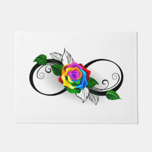 Infinity Symbol with Rainbow Rose Doormat