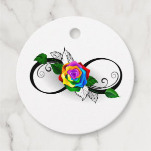 Infinity Symbol with Rainbow Rose Favour Tags