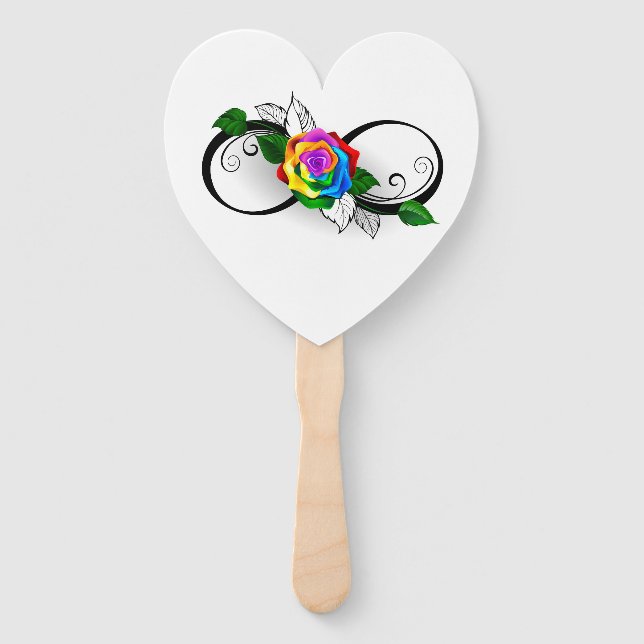 Infinity Symbol with Rainbow Rose Hand Fan (Front)