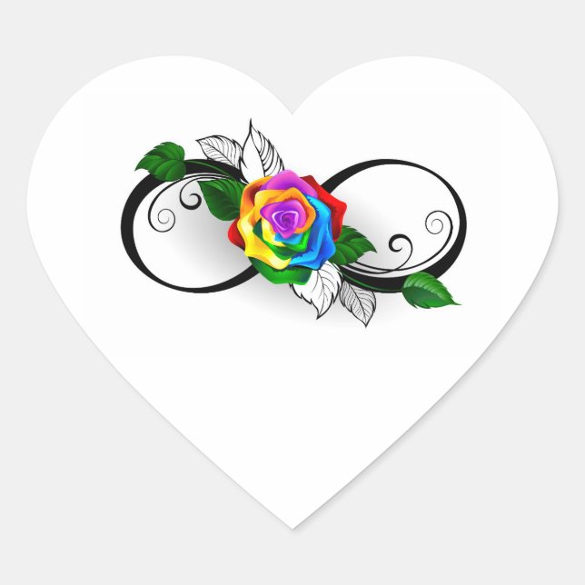 Infinity Symbol with Rainbow Rose Heart Sticker (Front)