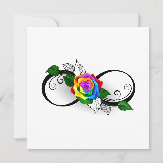Infinity Symbol with Rainbow Rose Holiday Card (Front)