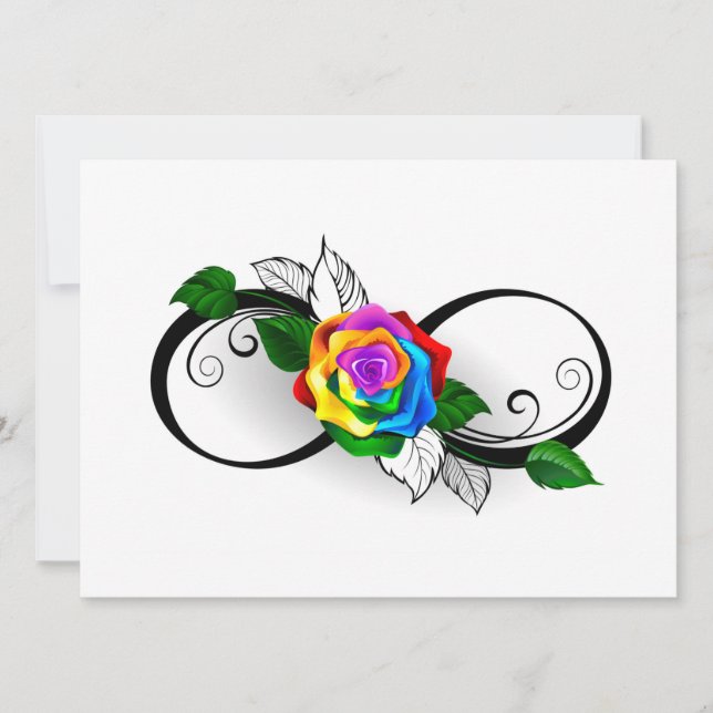 Infinity Symbol with Rainbow Rose Invitation (Front)