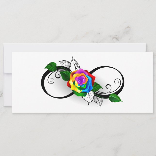 Infinity Symbol with Rainbow Rose Invitation (Front)