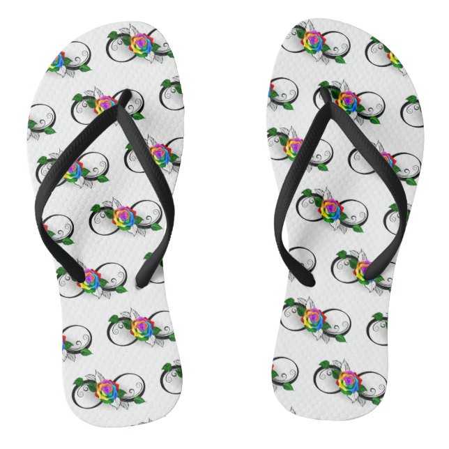 Infinity Symbol with Rainbow Rose Jandals (Footbed)