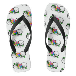Infinity Symbol with Rainbow Rose Jandals