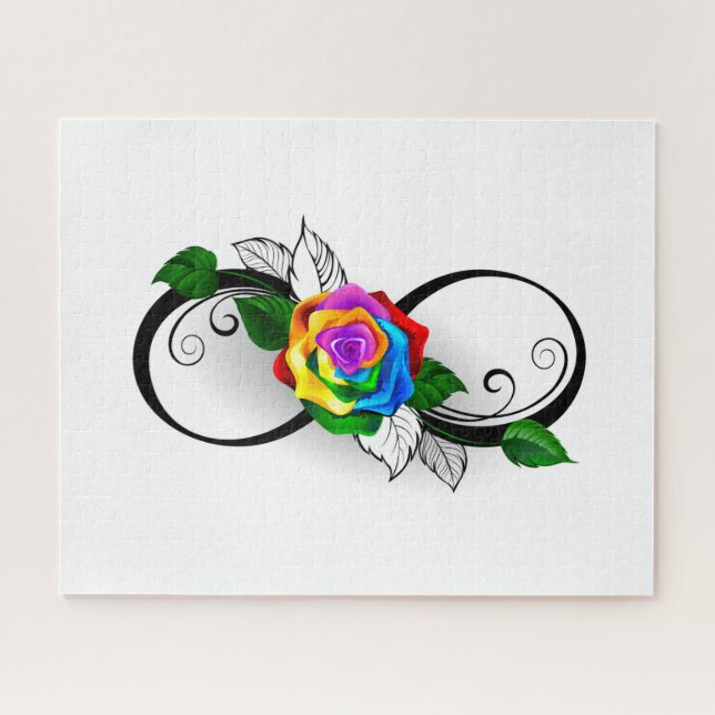 Infinity Symbol with Rainbow Rose Jigsaw Puzzle (Horizontal)