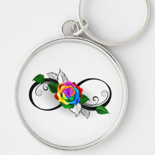Infinity Symbol with Rainbow Rose Key Ring