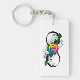 Infinity Symbol with Rainbow Rose Key Ring