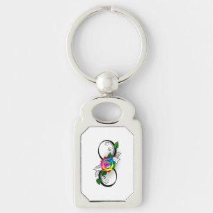 Infinity Symbol with Rainbow Rose Key Ring