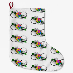 Infinity Symbol with Rainbow Rose Large Christmas Stocking