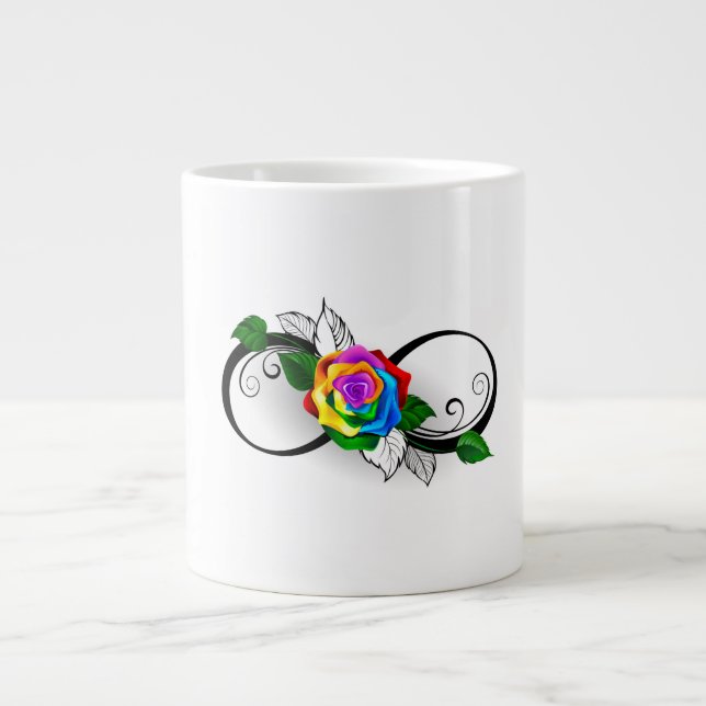Infinity Symbol with Rainbow Rose Large Coffee Mug (Front)