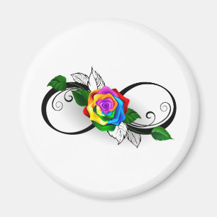 Infinity Symbol with Rainbow Rose Magnet