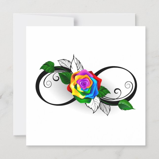 Infinity Symbol with Rainbow Rose Magnetic Invitation (Front)
