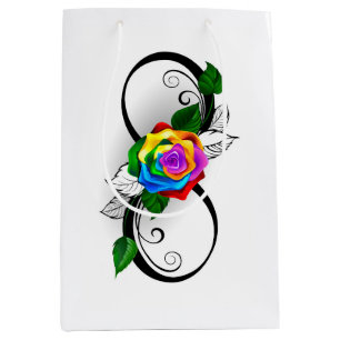 Infinity Symbol with Rainbow Rose Medium Gift Bag
