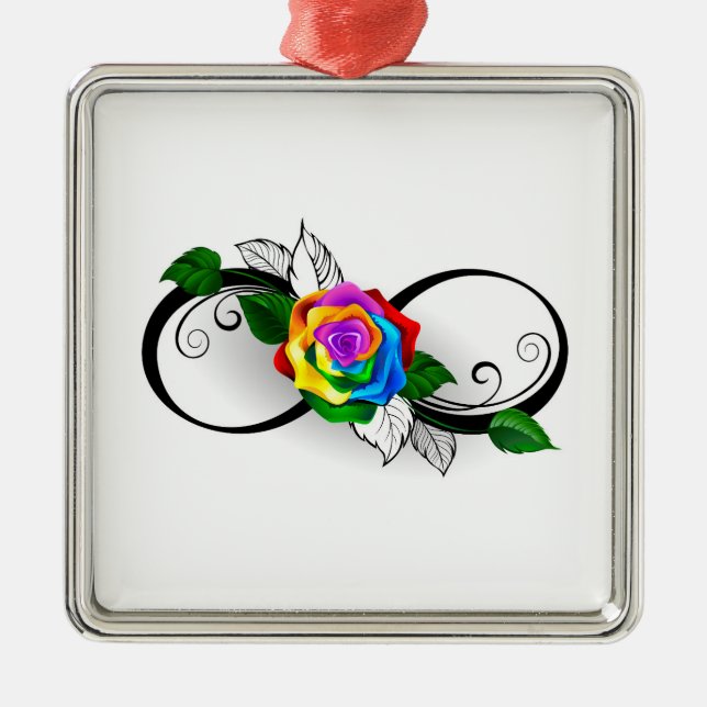 Infinity Symbol with Rainbow Rose Metal Tree Decoration (Front)
