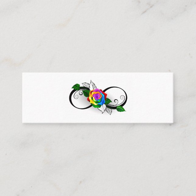 Infinity Symbol with Rainbow Rose Mini Business Card (Front)