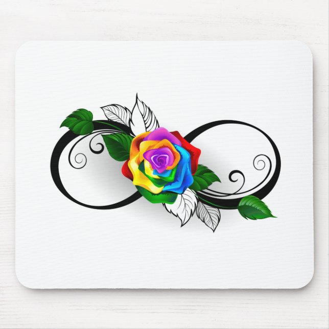 Infinity Symbol with Rainbow Rose Mouse Pad (Front)