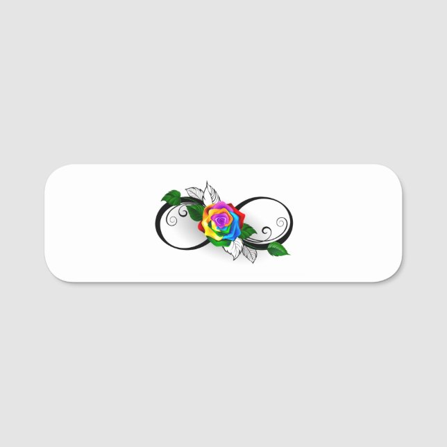Infinity Symbol with Rainbow Rose Name Tag (Front)