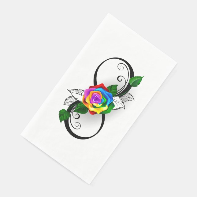 Infinity Symbol with Rainbow Rose Napkin (Corner)