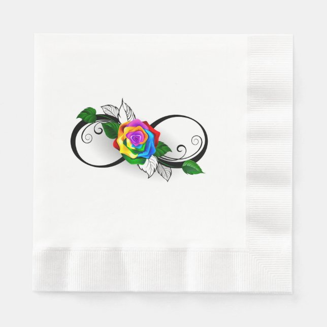 Infinity Symbol with Rainbow Rose Napkin (Front)