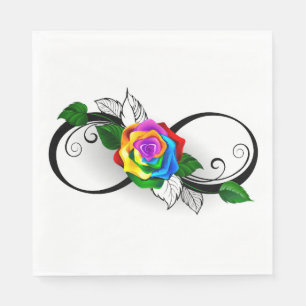 Infinity Symbol with Rainbow Rose Napkin