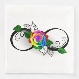 Infinity Symbol with Rainbow Rose Napkin