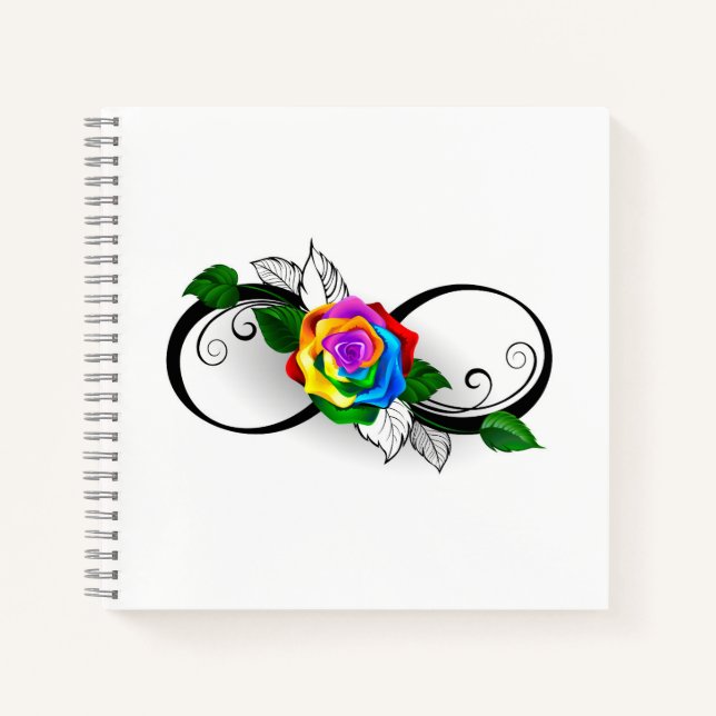 Infinity Symbol with Rainbow Rose Notebook (Front)