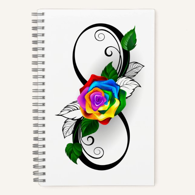 Infinity Symbol with Rainbow Rose Notebook (Front)