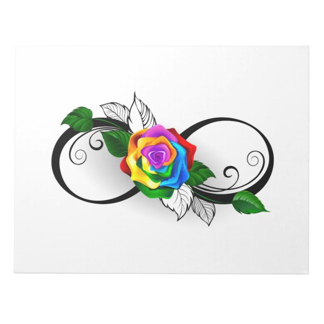 Infinity Symbol with Rainbow Rose Notepad (Front)