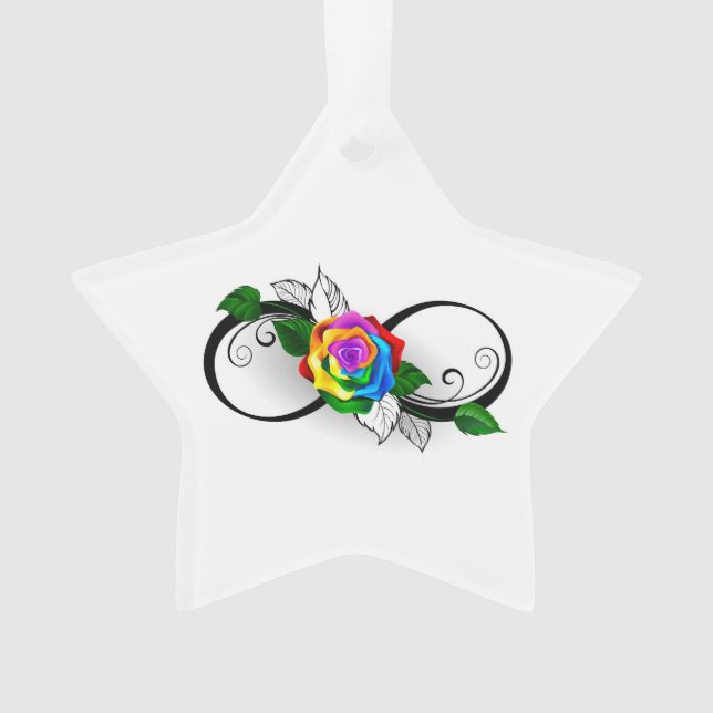 Infinity Symbol with Rainbow Rose Ornament (Front)