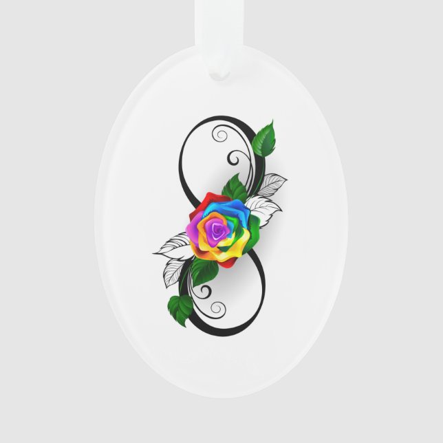 Infinity Symbol with Rainbow Rose Ornament (Front)