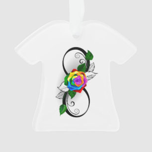 Infinity Symbol with Rainbow Rose Ornament