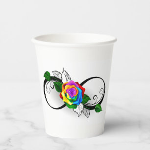 Infinity Symbol with Rainbow Rose Paper Cups