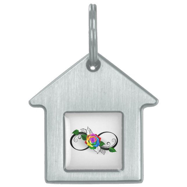 Infinity Symbol with Rainbow Rose Pet ID Tag (Front)